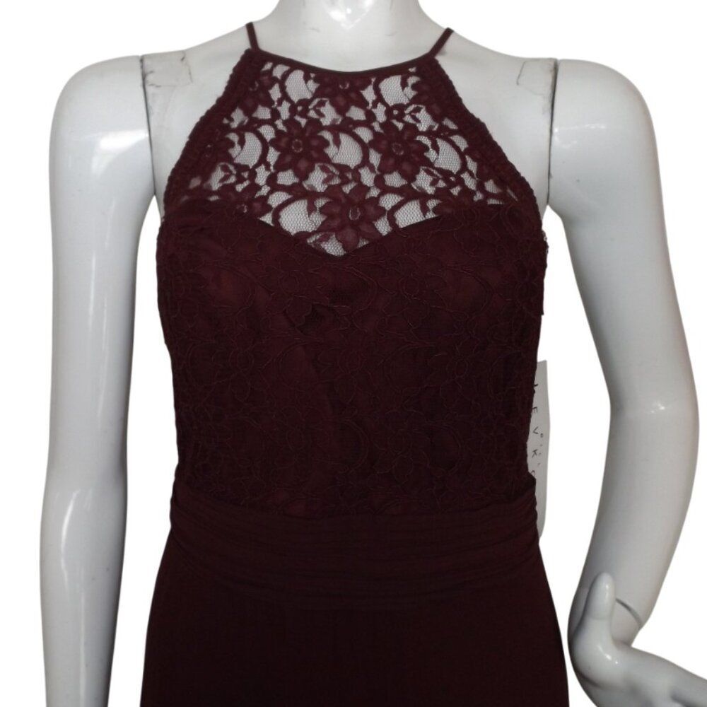 new BILL LEVKOFF Maxi Dress/Gown, 12, SAMPLE, Burgundy, Lace Neckline, Halter - Picture 2 of 15